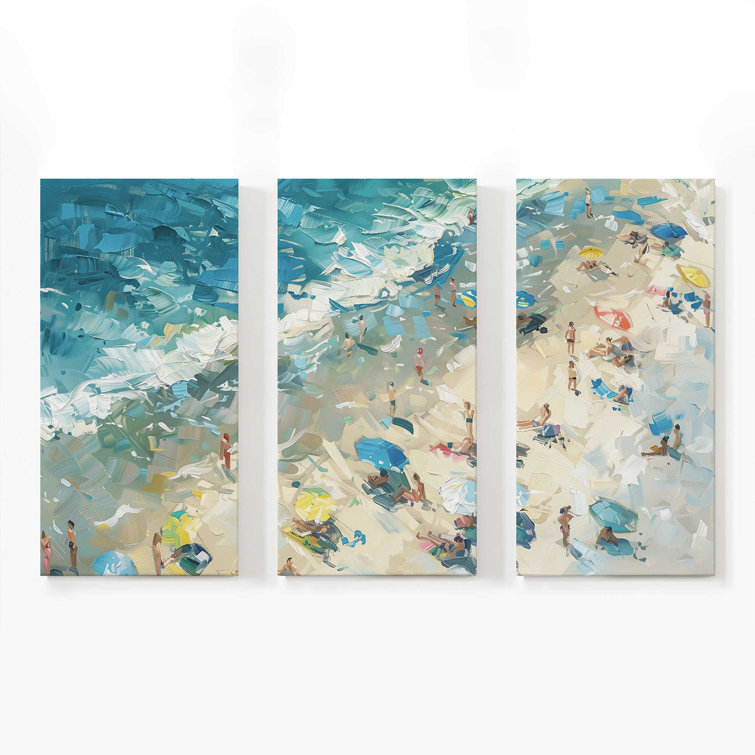 Frametolia Coastal Hamony 3 Panel Split Large Canvas Print Wayfair